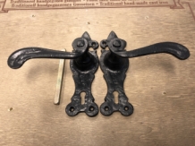 Exclusive set of door hardware - wrought iron - black powder coating - BB55'' - weatherproof