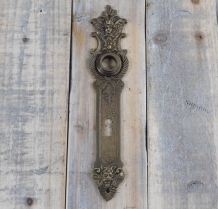 Door plate - Angels - patinated brass, for room door, BB72