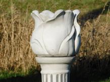 Flowerpot Tulip on Pedestal - 95 cm - Stone