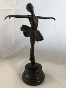 Bronzen Beeld Balletdanseres op Marmeren Sokkel - 30 cm - Woondecoratie