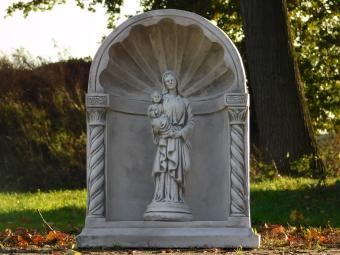 Klassische Kapelle mit Madonna und Kind – 65 cm – Grau/Weiß – Stein