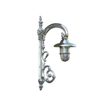 Antieke Scheepslamp - vernikkeld messing - wandlamp - sierlijke arm