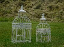 Satz mit 2 Vogelkäfigen - Rund - Vintage Weiß