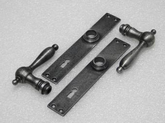 Door Fittings Set - Cambridge Handles + Blanco BB 72 Door Plates - Cast Iron, Galvanised