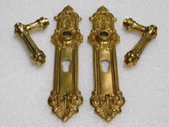 Door handle set with backplate (PC 72) – Polished brass – Classic