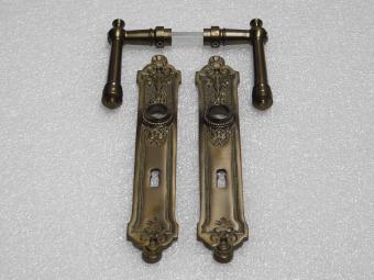 Set Deurklinken Montel + Lange Deurplaten BB 72 - Gepatineerd Messing