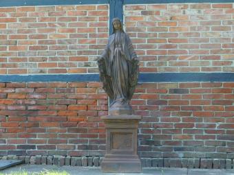 Large Garden Statue of Mary on Pedestal – 170 cm – Stone Oxide