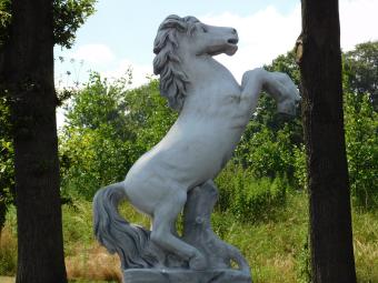 Rearing Horse on Plinth XL - 180 cm - Stone