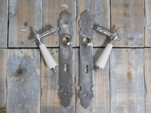 Set deurbeslag voor kamerdeuren - nikkel met antieke witte keramische handgrepen