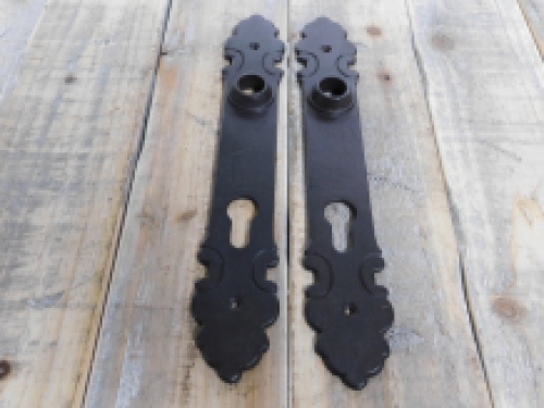 Deurslot set + lange deurplaat + deurknop + klink - antiek ijzer bruin, slot PZ92