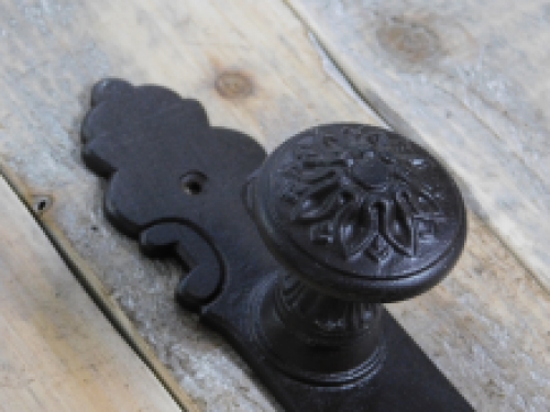 Deurslot set + lange deurplaat + deurknop + klink - antiek ijzer bruin, slot PZ92