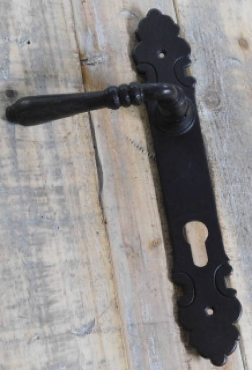 Deurslot set + lange deurplaat + deurknop + klink - antiek ijzer bruin, slot PZ92