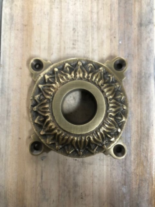 Historic brass knob for the front door, fixed door knob with a beautiful rosette, brass.