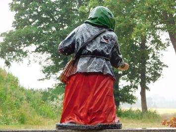 Bedelvrouw XL – 80 cm - Humoristisch Karakterbeeld van Polystone