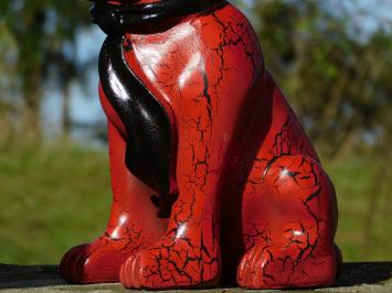 Französische Bulldogge mit Sonnenbrille und Krawatte – Rot/Schwarz – Polystone – 35 cm