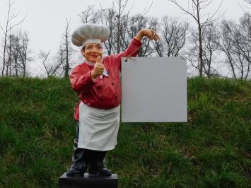 Statue Koch- Bäcker mit Nahmschild - 75 cm - Polystone