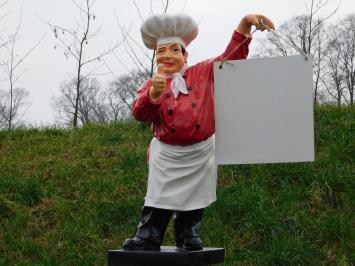 Statue Koch- Bäcker mit Nahmschild - 75 cm - Polystone