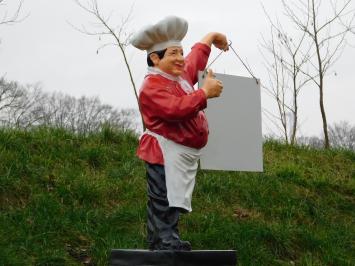 Statue Koch- Bäcker mit Nahmschild - 75 cm - Polystone