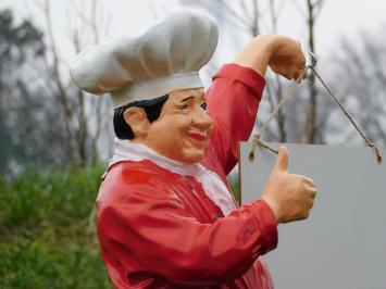 Statue Koch- Bäcker mit Nahmschild - 75 cm - Polystone