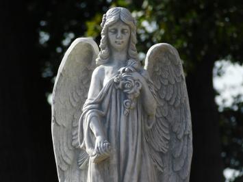 Large Angel Statue with Roses – 70 cm – Stone