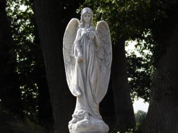 Large Angel Statue with Roses – 70 cm – Stone