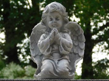 Beeld Engel - 33 x 24 cm - Wit/Grijs - Polystone