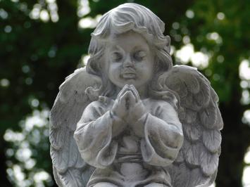 Beeld Engel - 33 x 24 cm - Wit/Grijs - Polystone