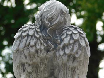Beeld Engel - 33 x 24 cm - Wit/Grijs - Polystone