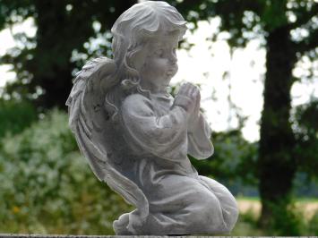 Beeld Engel - 33 x 24 cm - Wit/Grijs - Polystone