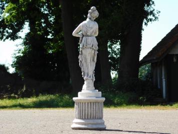 Statue Woman on Round Pedestal - 88 cm - Stone