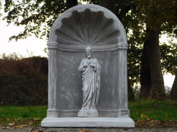 Large Classic Prayer Chapel with Sacred Heart Statue – approx. 95 x 70 cm – Stone