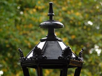 Classic Outdoor Lamp - 70 cm - Black - Shade with Crowns on a Square Base - Aluminum