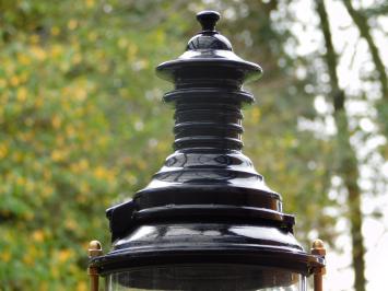 Klassische Außenleuchte – 71 cm – Schwarz – Quadratischer Fuß mit rundem Schirm – Aluminium und Messing