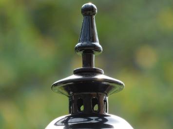 Klassische Außenleuchte Schwarz – 74 cm – Eleganter Fuß – Schirm mit Messingakzenten – Aluminium