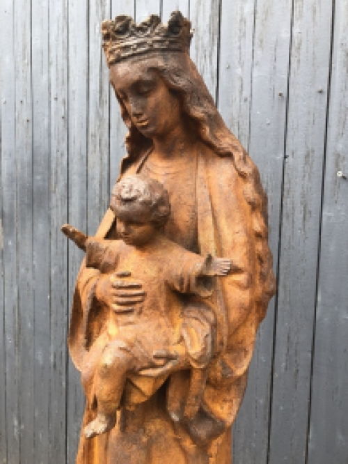 Mother Mary / Mother Mary with Jesus, large cast iron statue, BEAUTIFUL.