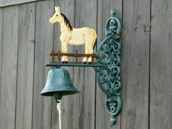 Deurbel met Paard Blond - Gietijzer - Vintage Wandbel