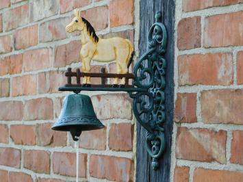 Deurbel met Paard Blond - Gietijzer - Vintage Wandbel