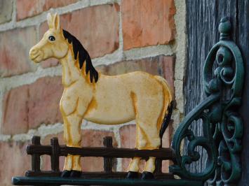 Deurbel met Paard Blond - Gietijzer - Vintage Wandbel