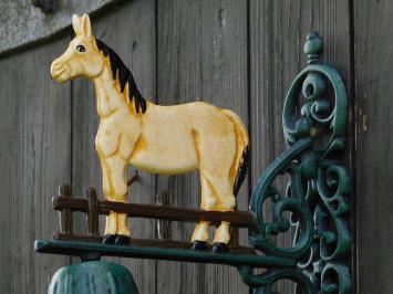 Deurbel met Paard Blond - Gietijzer - Vintage Wandbel