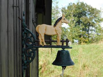 Deurbel met Paard Blond - Gietijzer - Vintage Wandbel