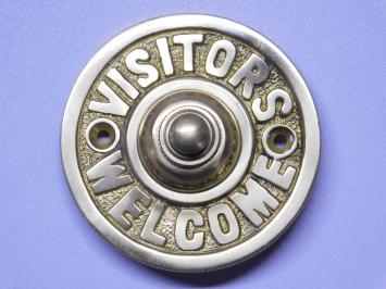 Türklingel „Visitors Welcome“ – 8 cm – Messing