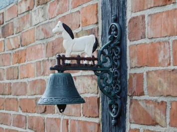 Deurbel met Paard Wit – Gietijzer - Vintage Wandbel