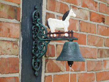 Deurbel met Paard Wit – Gietijzer - Vintage Wandbel