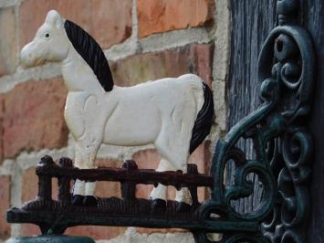Deurbel met Paard Wit – Gietijzer - Vintage Wandbel