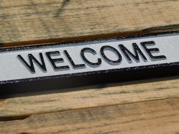 Türschild ‚'Willkommen‘' - Gusseisen - Schwarz und weiß