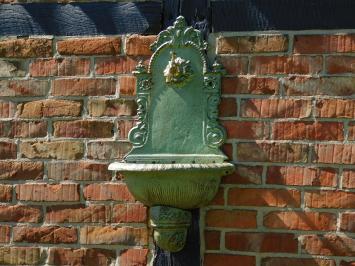 Großer Wandbrunnen - 75 cm - Gusseisen - Grün mit Braun