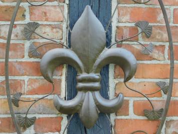Wandornament mit französischer Lilie - Metall - Vintage Braun