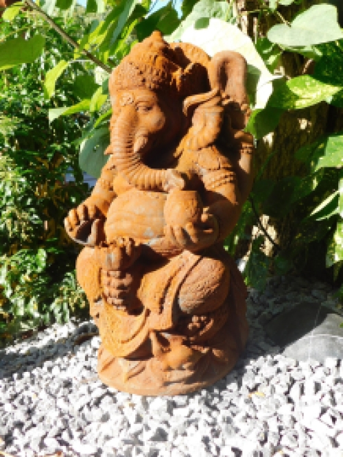 Beeld Ganesha 1 - Steen in Oxide - 68 cm