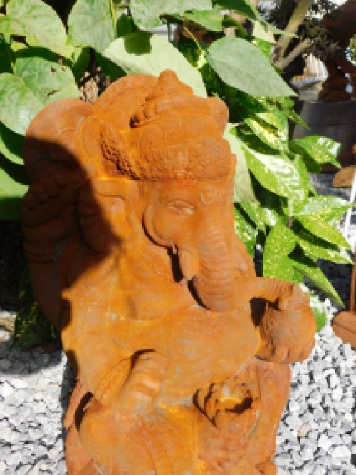Beeld Ganesha 1 - Steen in Oxide - 68 cm