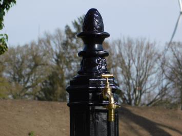 Freistehender Springbrunnen - Alu - schwarz - Wasserhahn